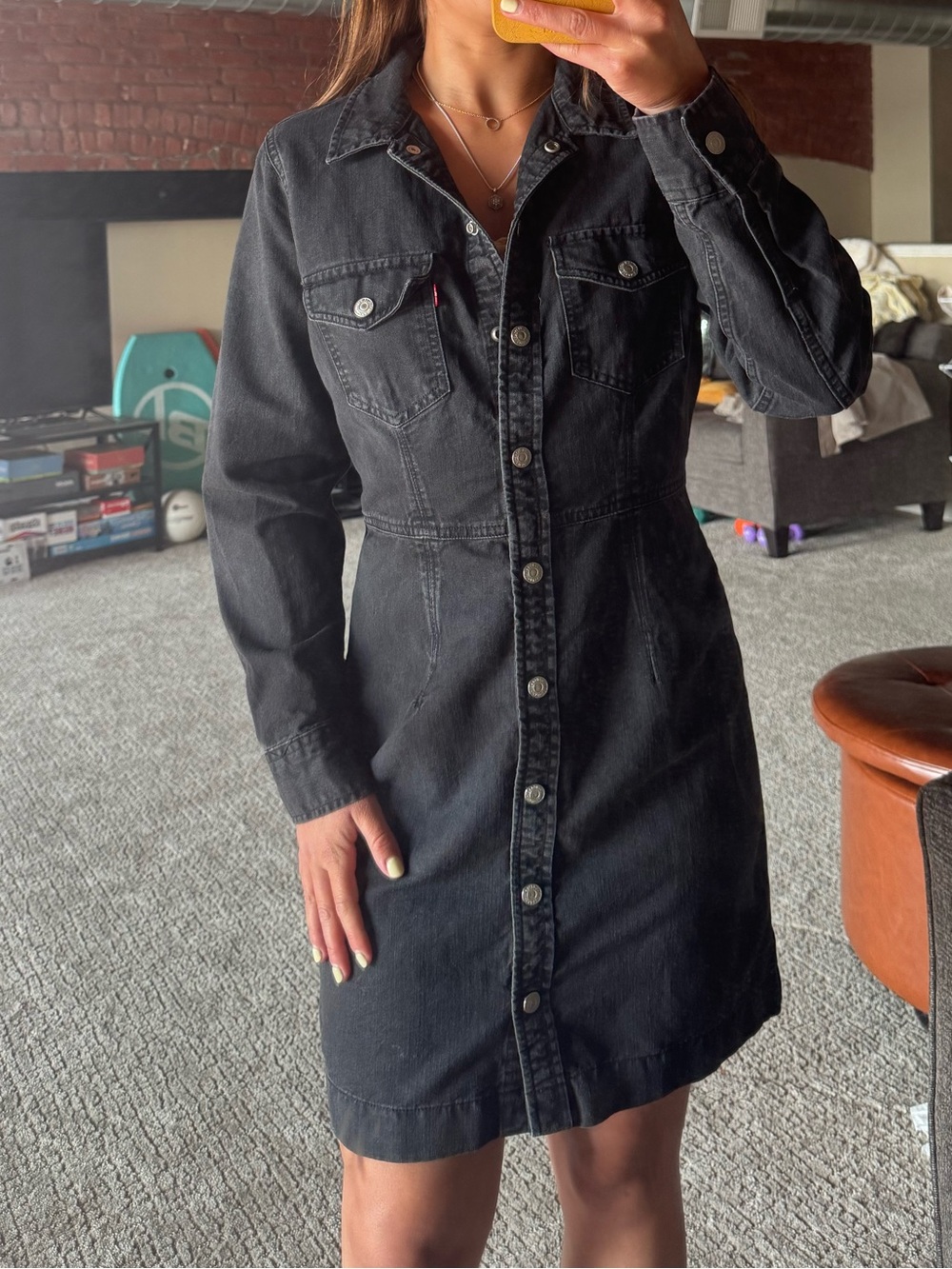 Levi's Black Long Sleeve Denim Shirt Dress